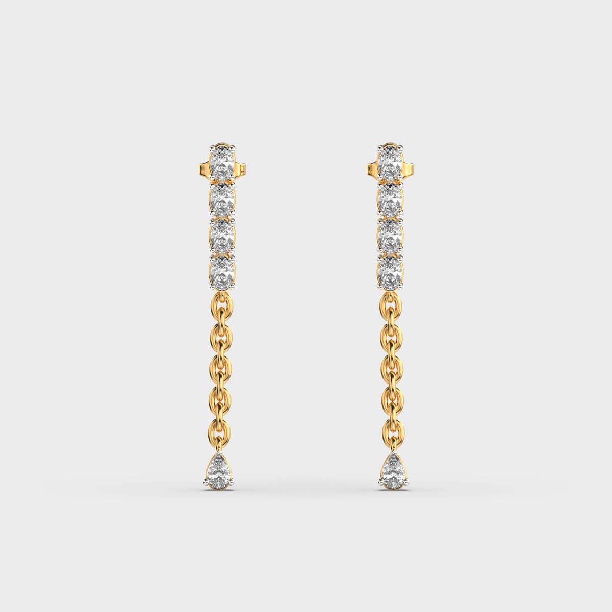 Sparkling Link Diamond Drop Earrings