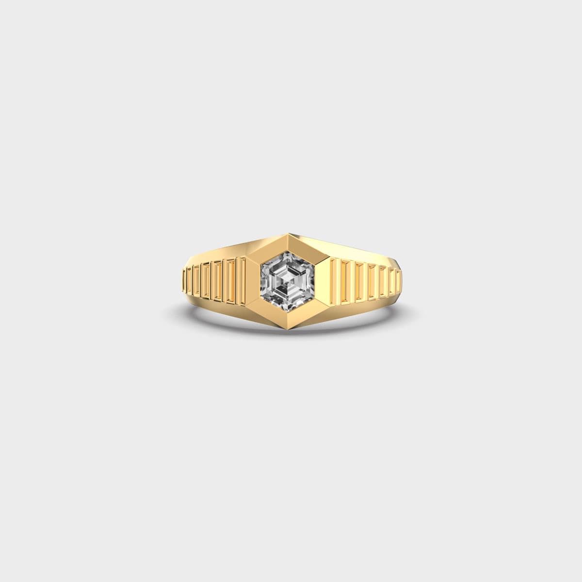 Hexagon Signet Diamond Ring For Men
