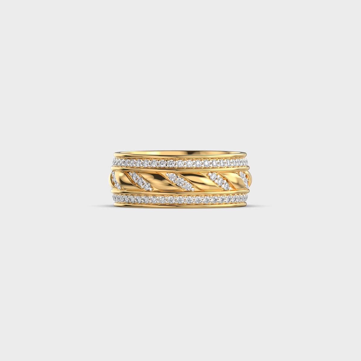 Twisted Rope Pave Diamond Band Ring