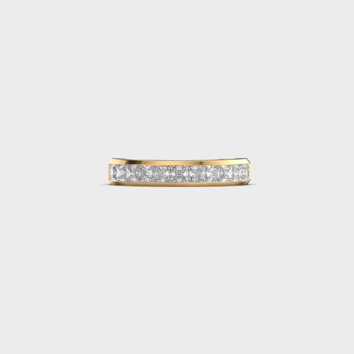 Princess Cut Channel Diamond Half Eternity Band