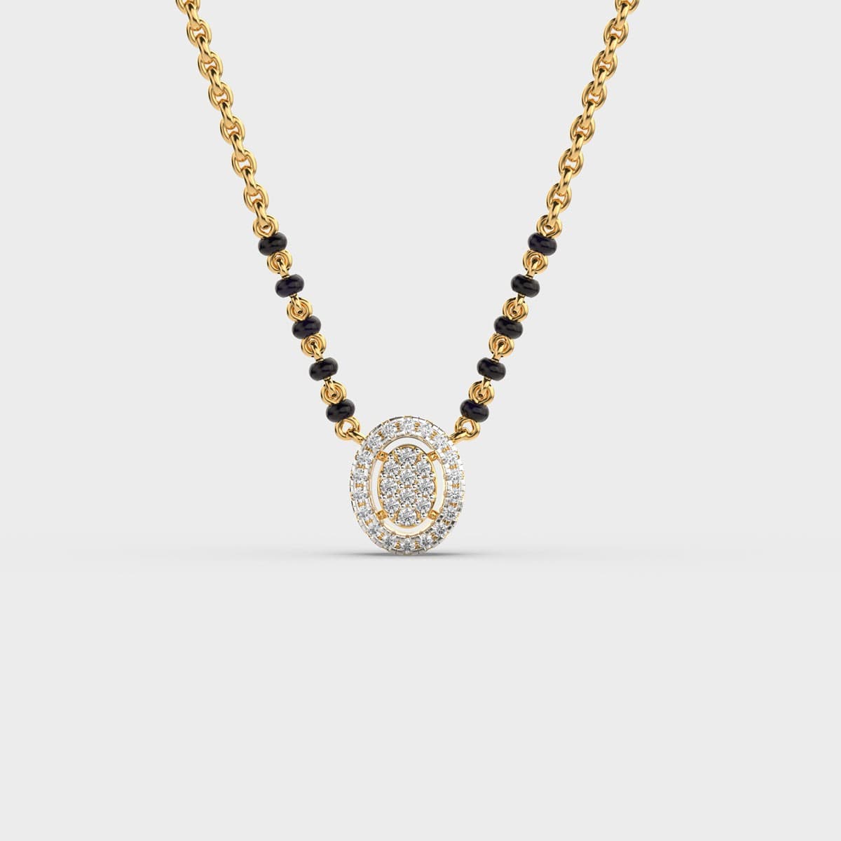 Oval Double Halo Diamond Mangalsutra