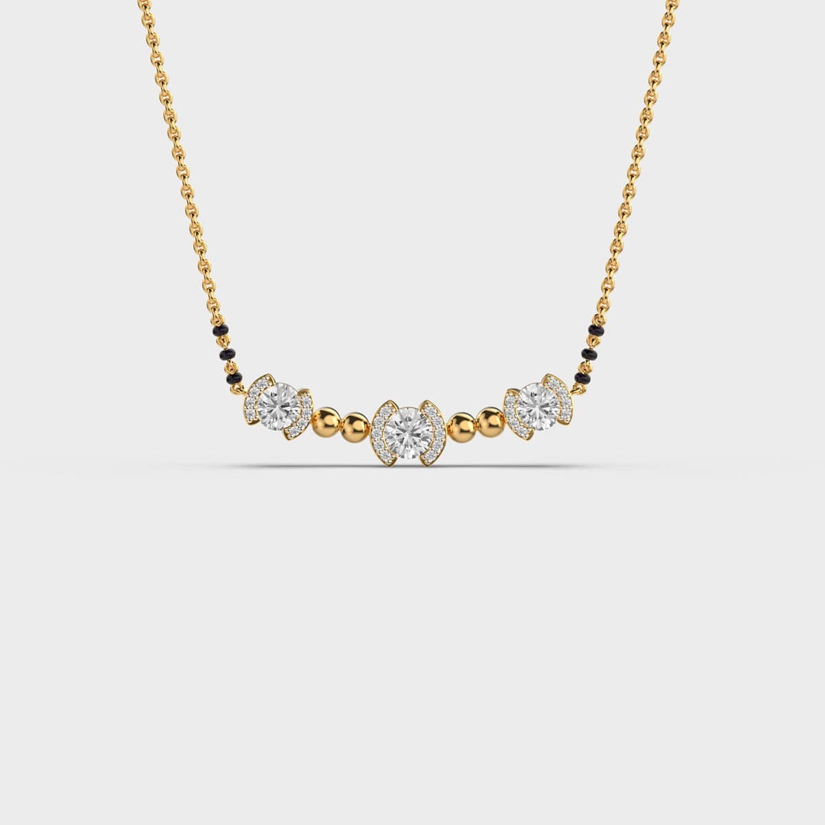 Round Halo Trio Diamond Mangalsutra