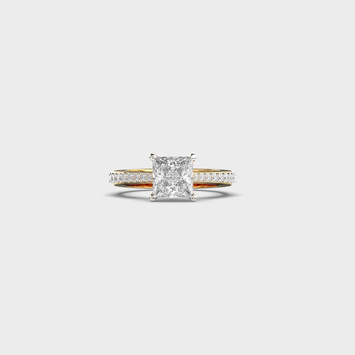 2 Carat Princess Cathedral Reverse Tapered Ring