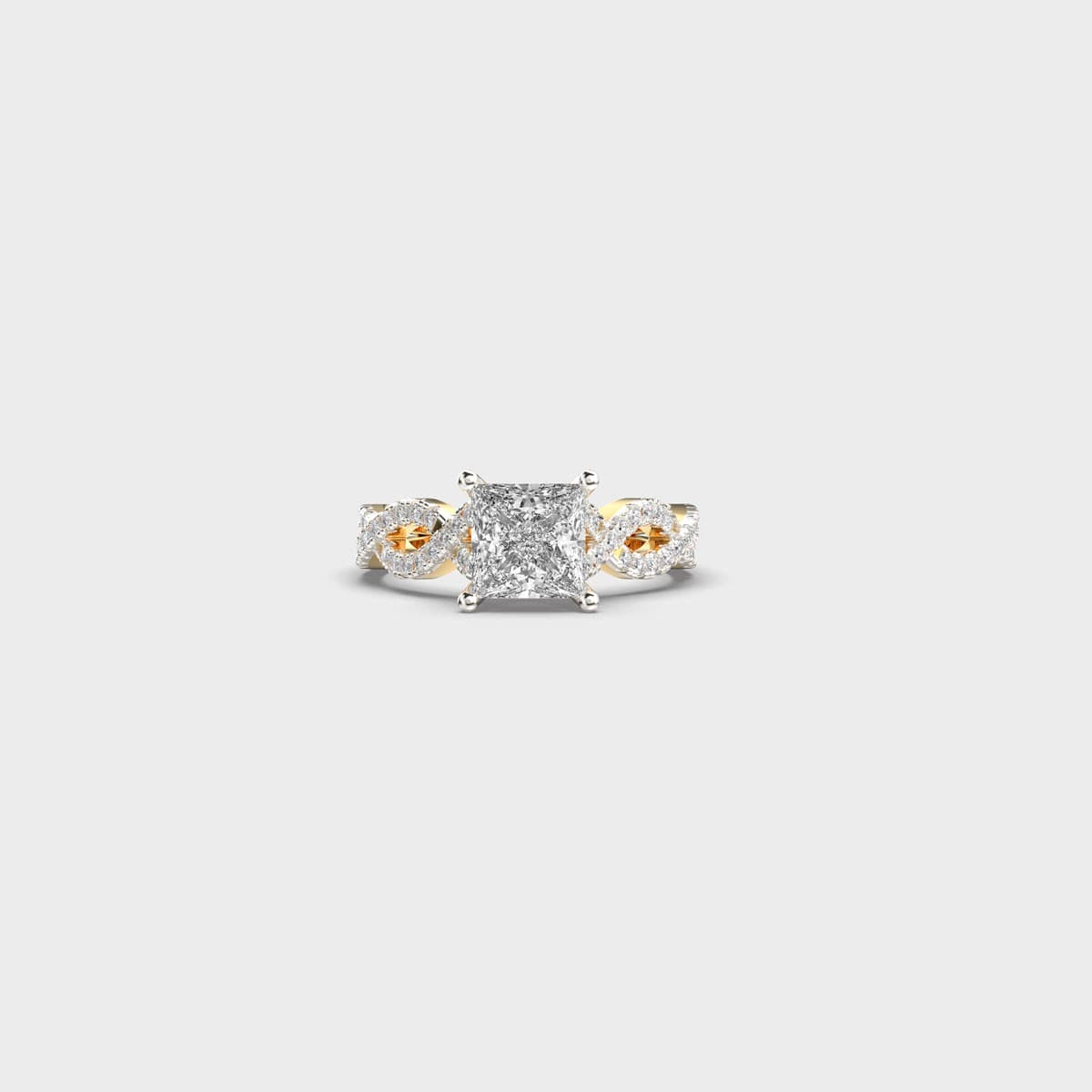 2 Carat Princess Double Twist Micro Ring