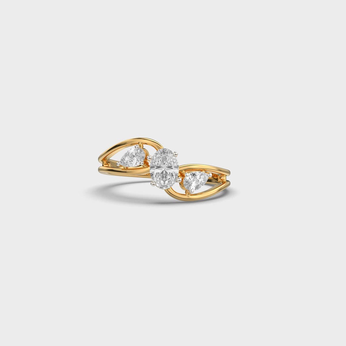 Oval Leaf Trio Diamond Ring