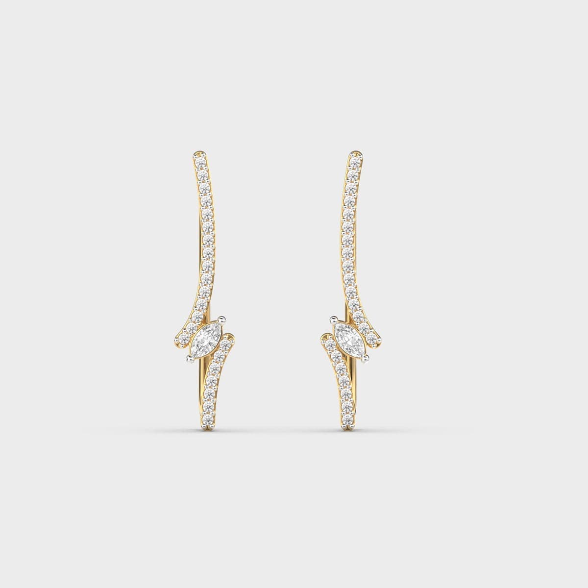 Crossing Marquise Diamond Climber Earrings