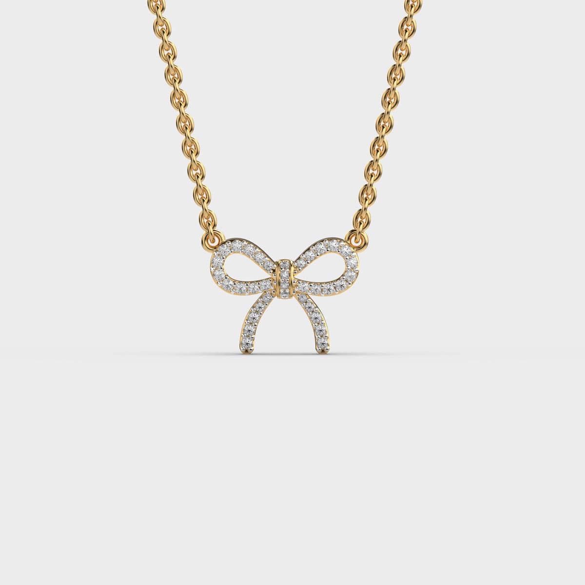 Sparkling Bow Diamond Pendant (With Chain)