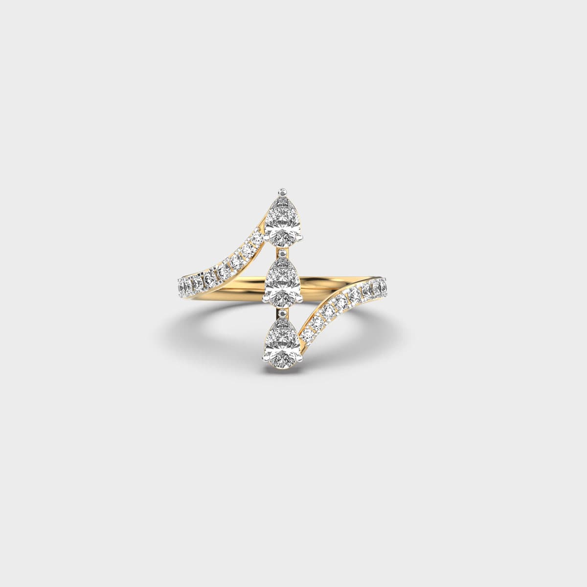 Triple Pear Crossover Diamond Ring