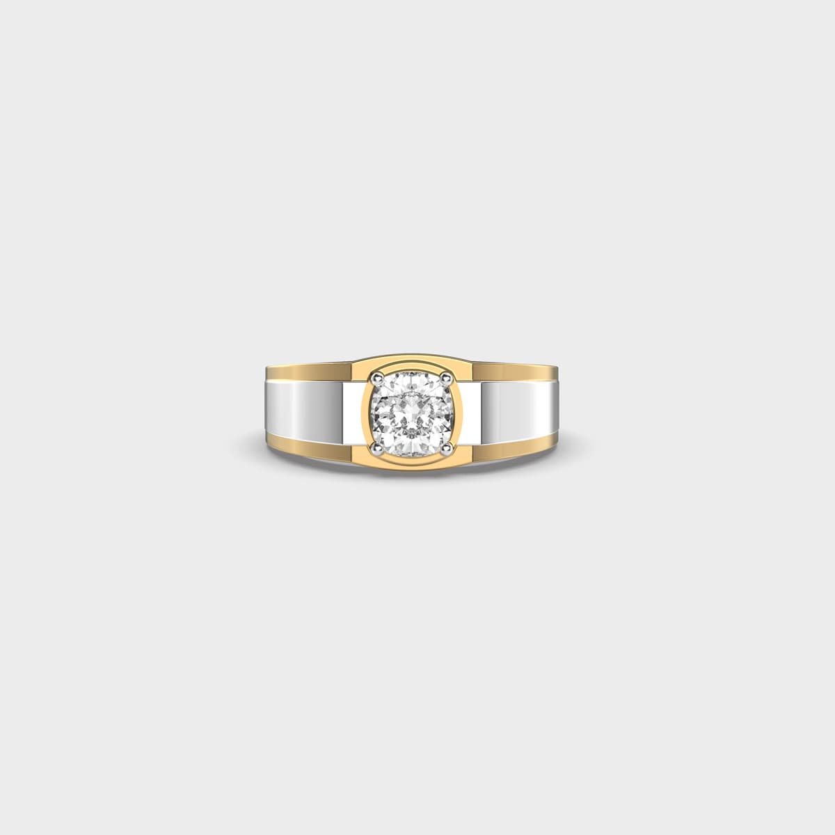 Two Tone Cushion Diamond Ring For Men