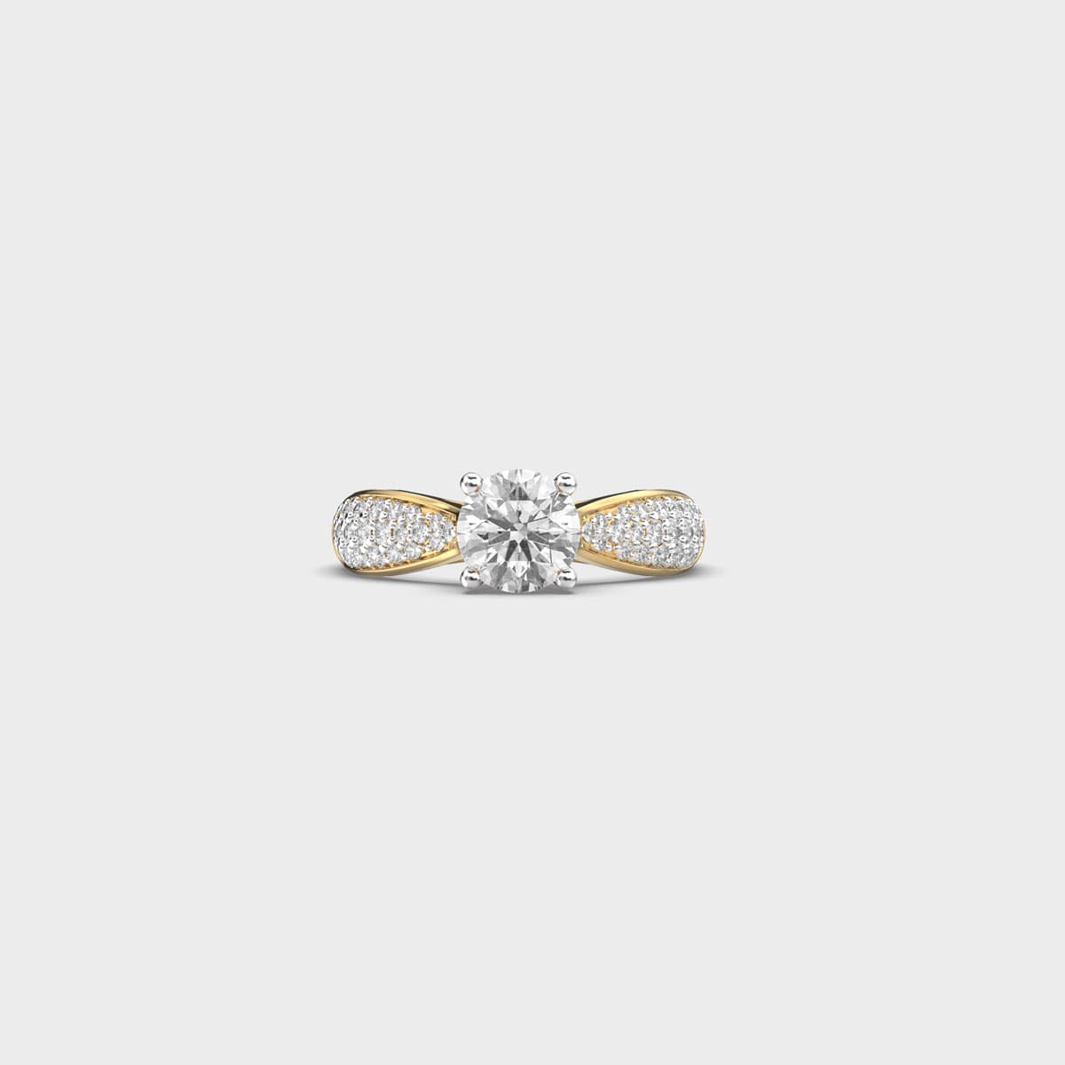 Pillow Pavé Solitaire Diamond Ring