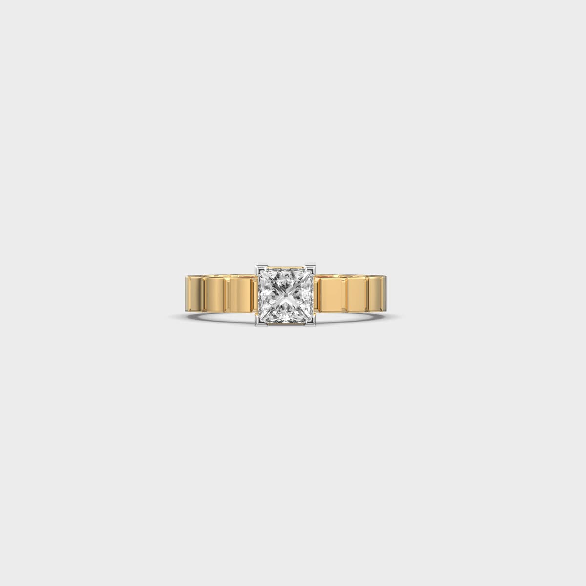 Ridged Band Princess Diamond Ring