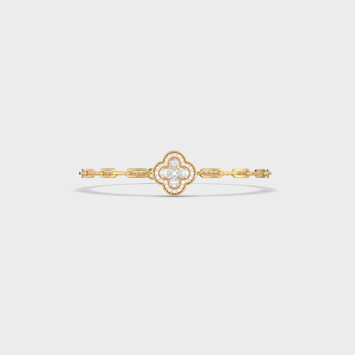 Clover Chain Linked Diamond Bracelet