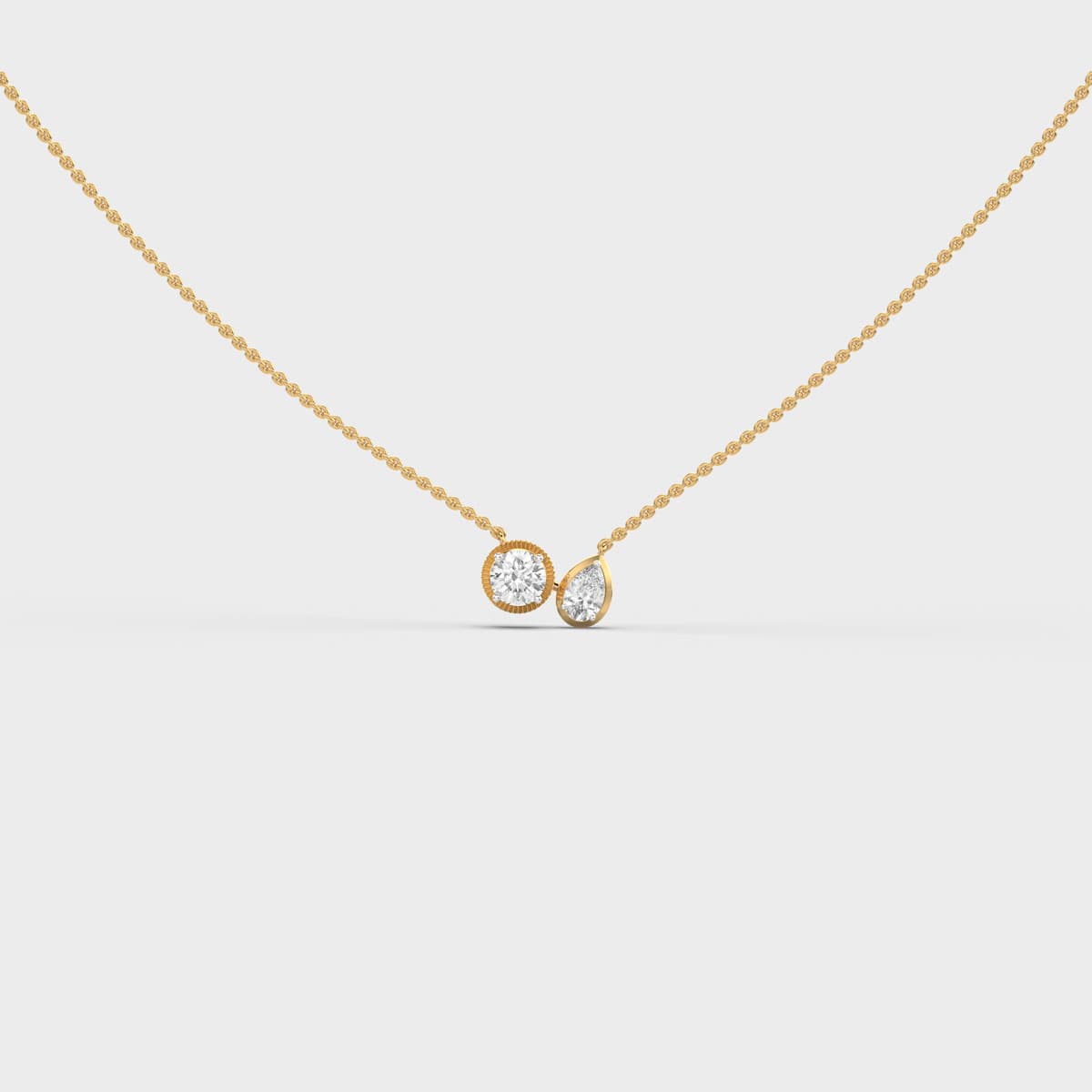 Twin Stone Bezel Diamond Necklace