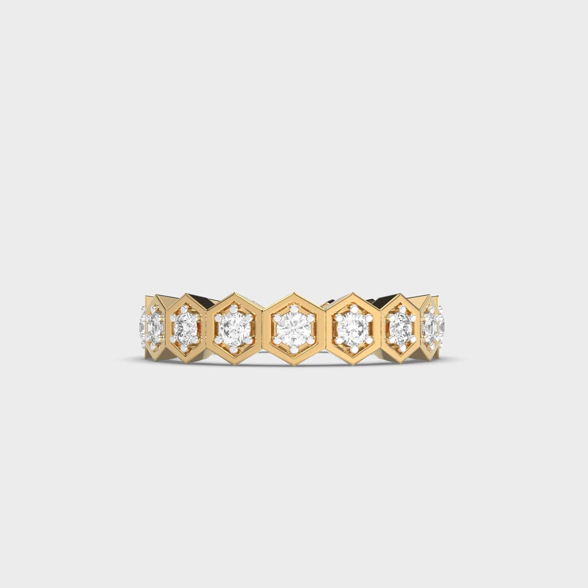 Honeycomb Frame Band Diamond Ring
