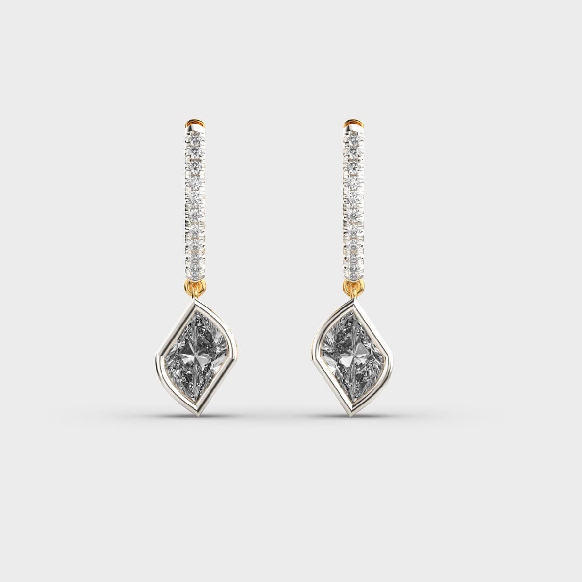 Leaf Bezel Hoop Diamond Drops