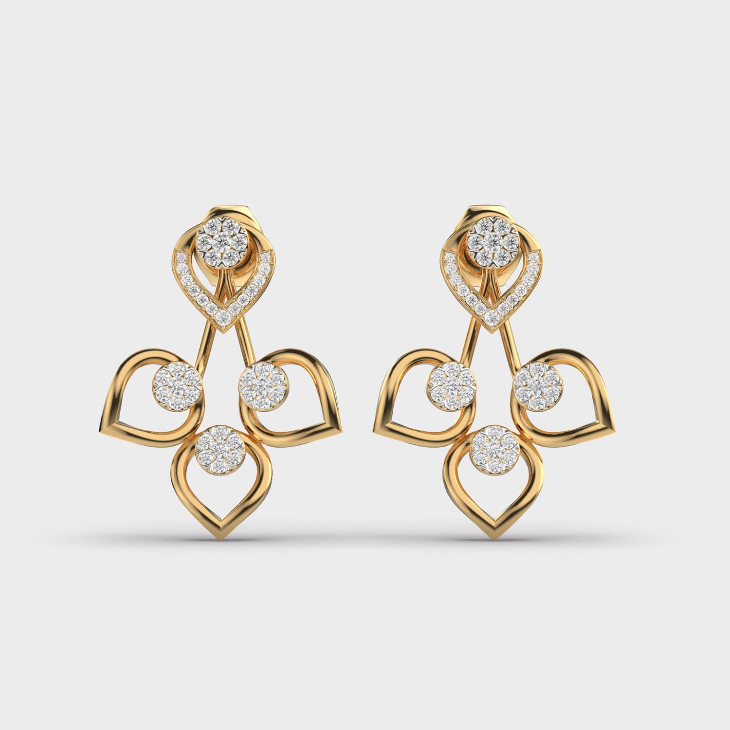 Dainty Peacock Wings Diamond Earrings