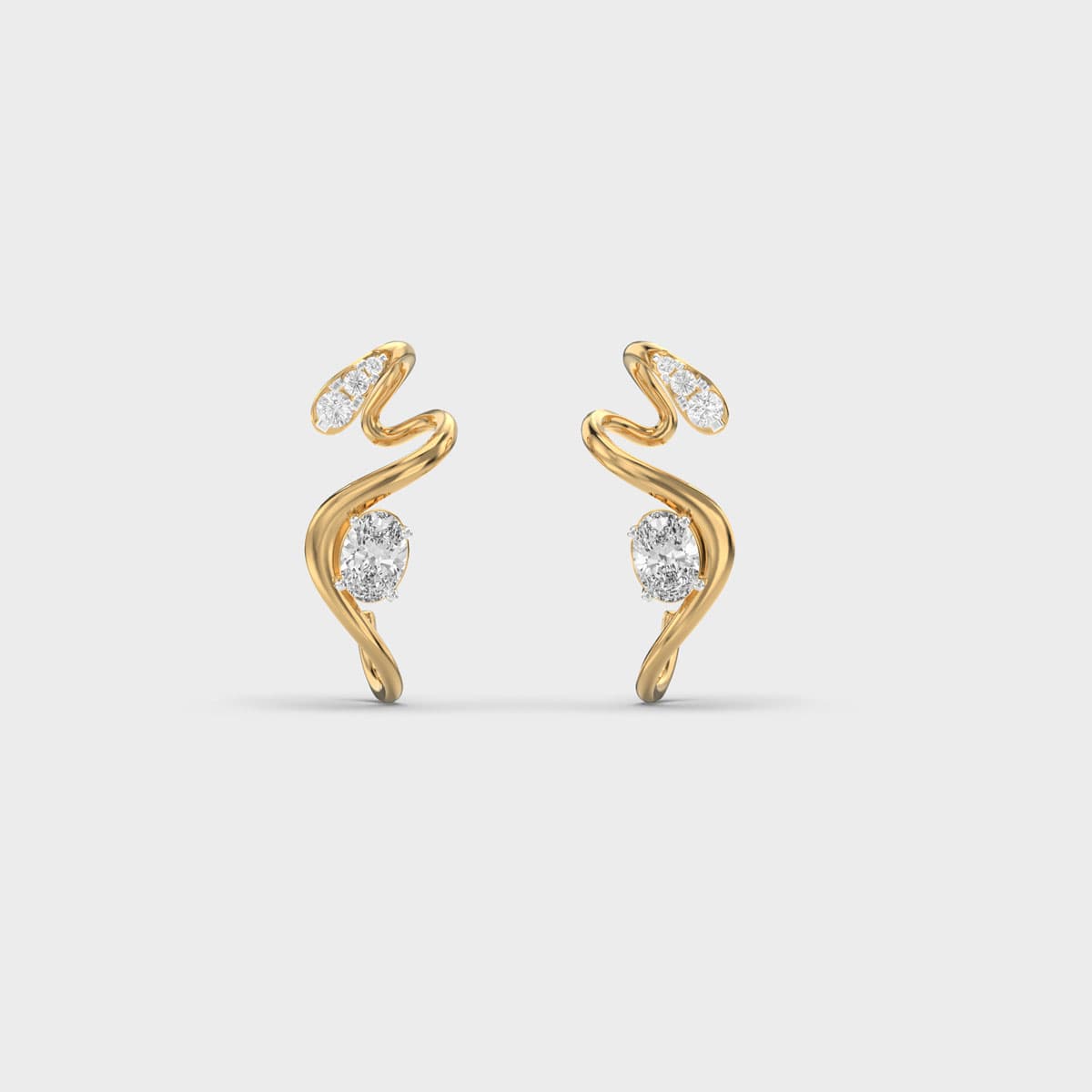 Serpentine Swirl Oval Diamond Studs