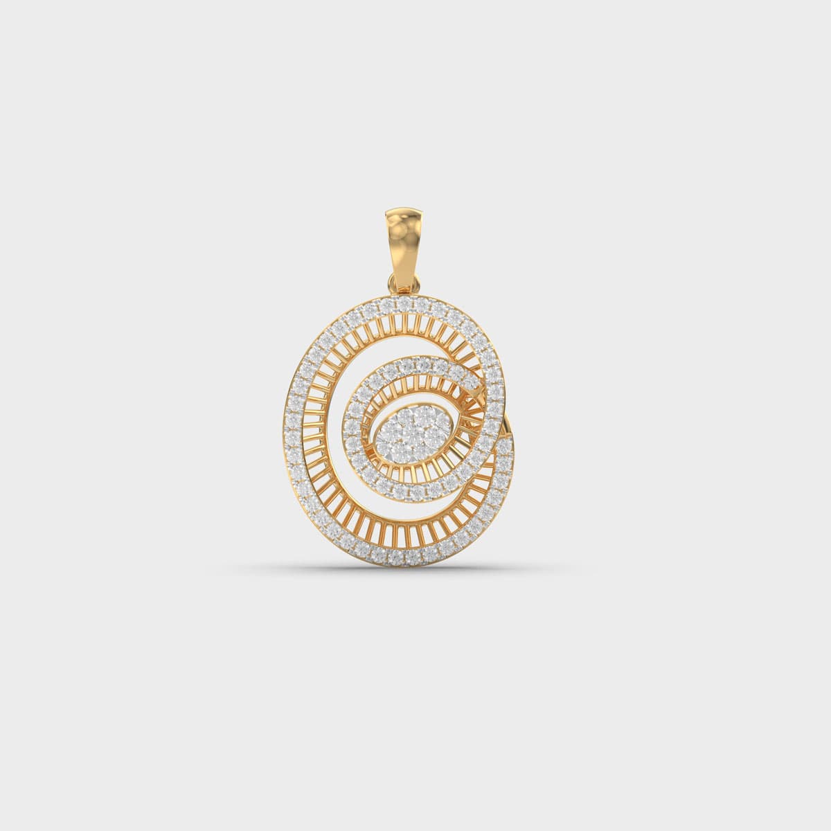 Coiled Oval Cluster Diamond Pendant (Without Chain)
