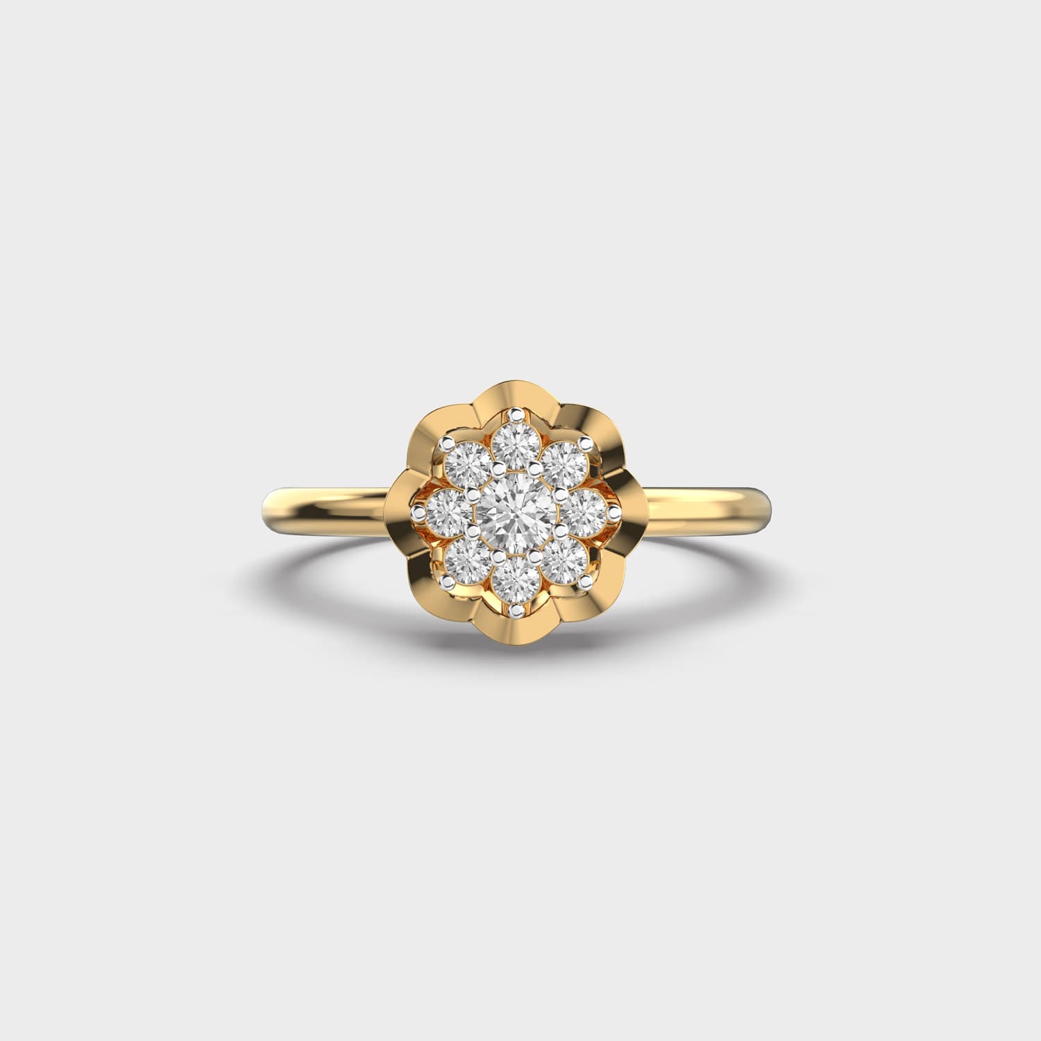 Scalloped Petal Cluster Diamond Ring
