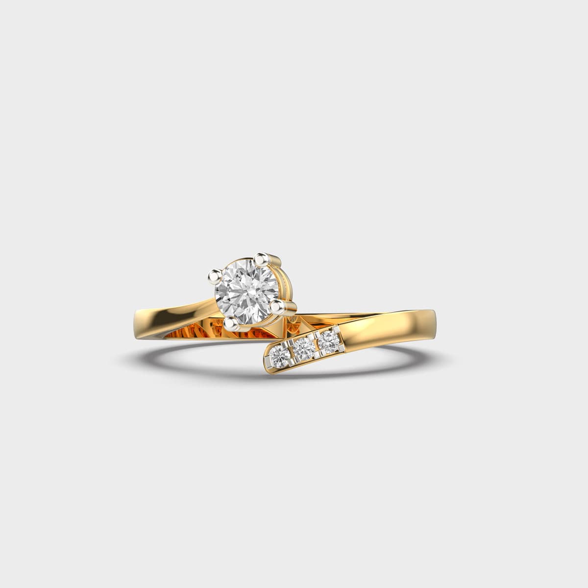 Swept Bypass Trio Diamond Ring