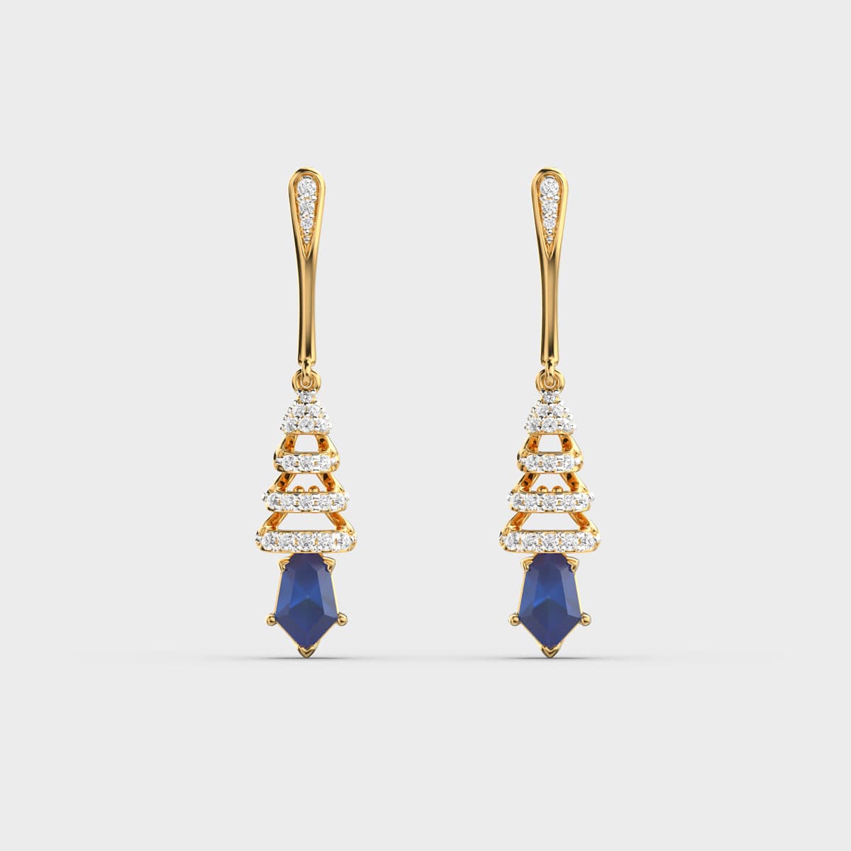 Blue Spear Spiral Diamond Danglers