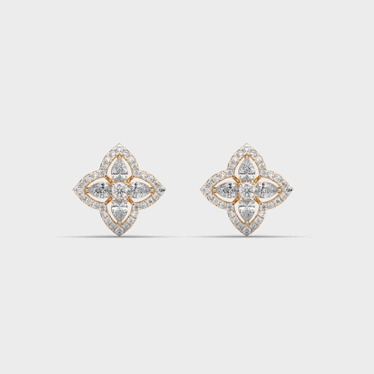 Pear Bloom Halo Diamond Studs