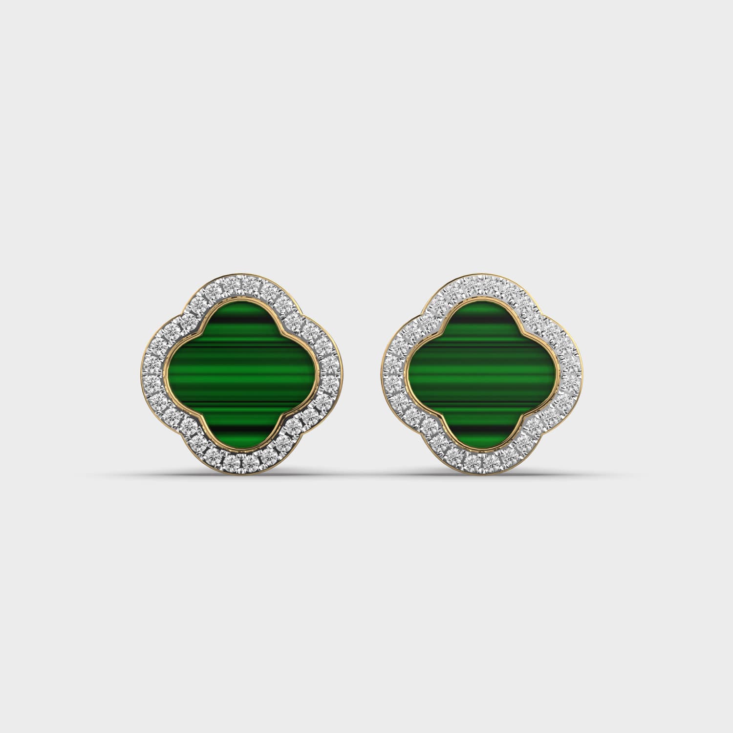 Green Clover Halo Diamond Studs