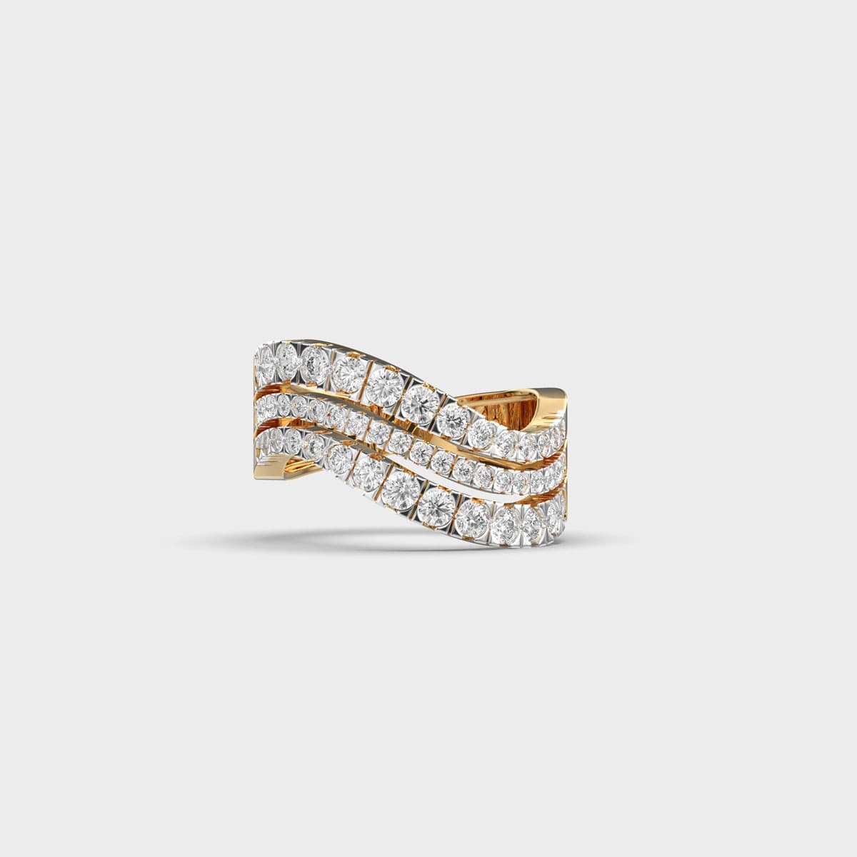 Woven Wave Multi Row Diamond Ring