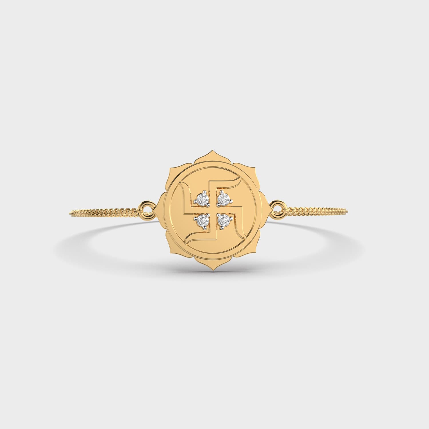 Sacred Swastik Lotus Diamond Bracelet