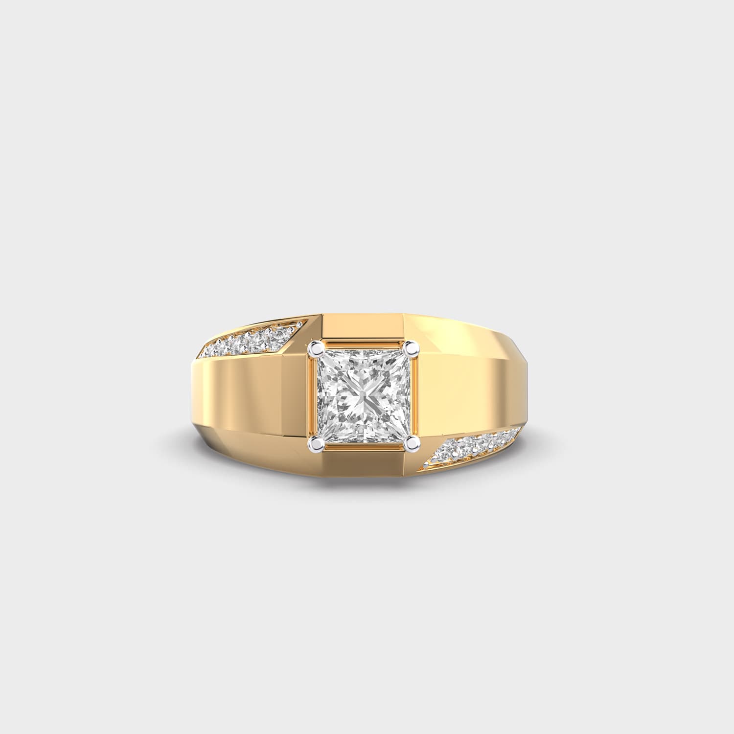 Faceted Edge Princess Diamond Ring For Men