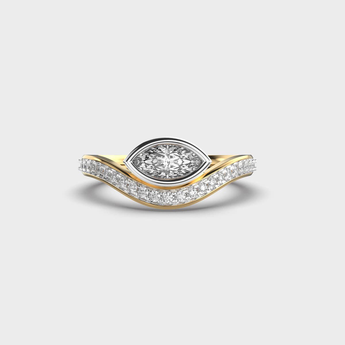 Curved Crest Marquise Diamond Ring
