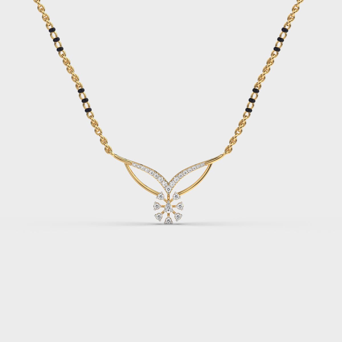 Winged Bloom Drop Diamond Mangalsutra