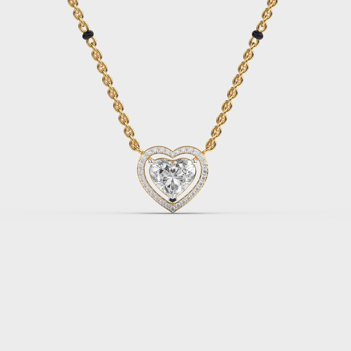Heart Halo Minimal Diamond Mangalsutra