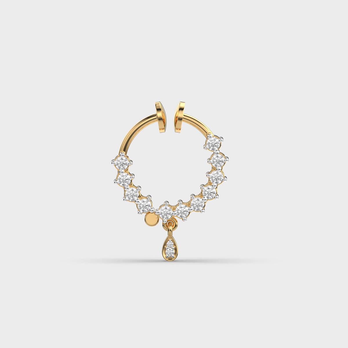 Studded Hoop Teardrop Diamond Nosepin