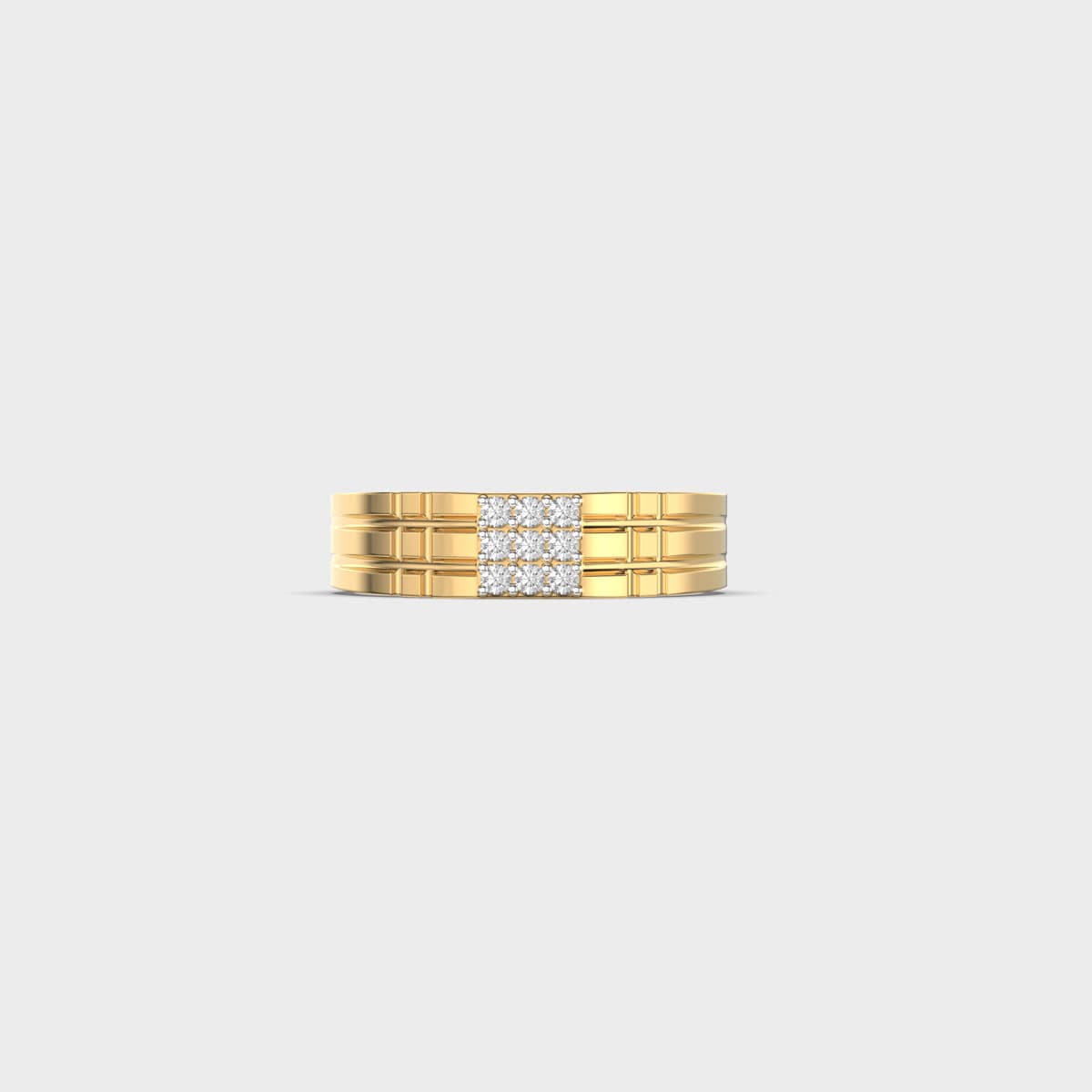 Ridged Band Square Cluster Diamond Ring For Men