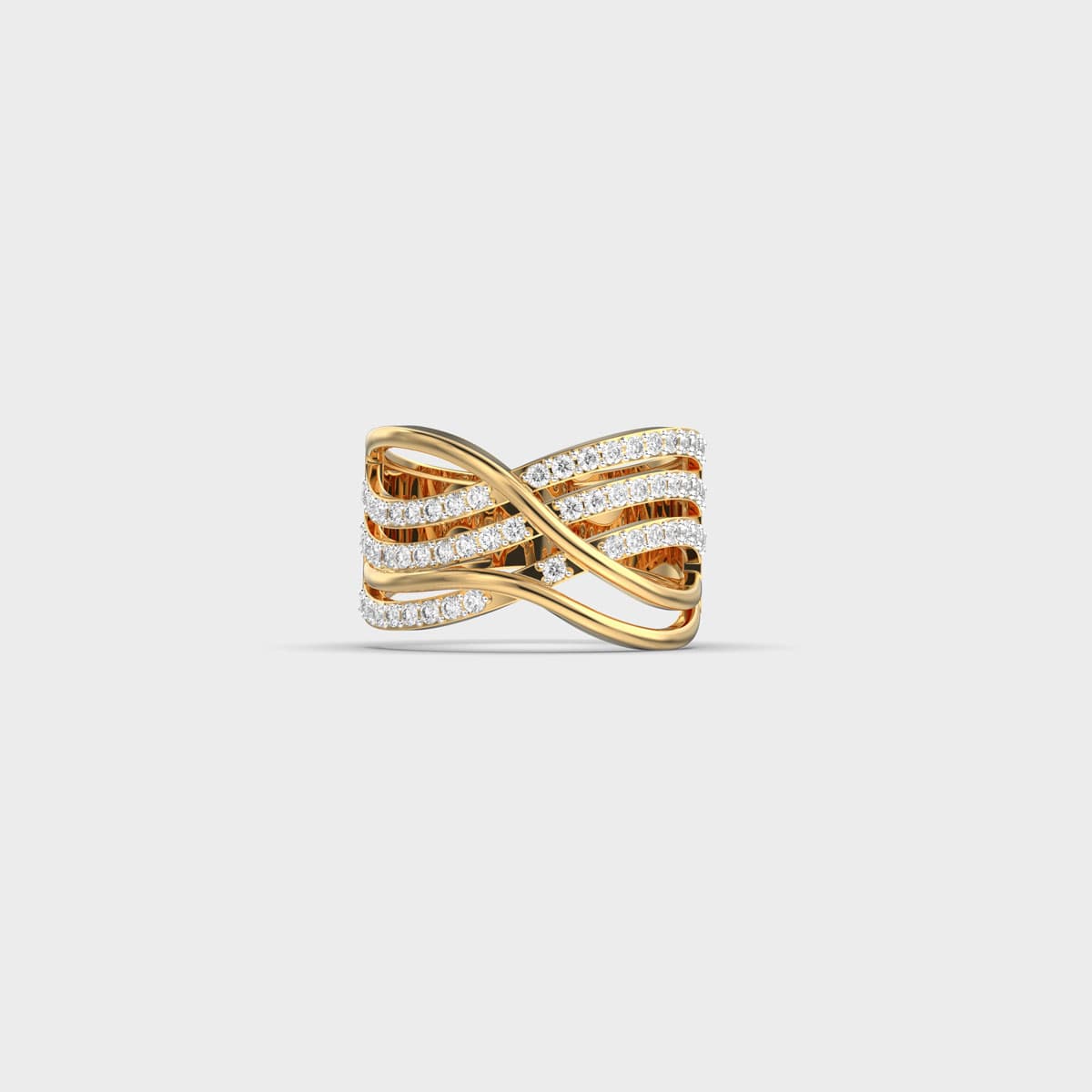Woven Crossover Multi Strand Diamond Ring