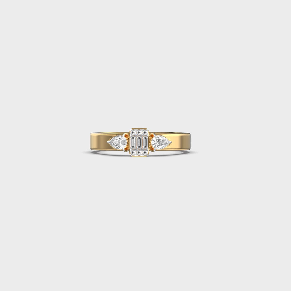 Flat Band Baguette Pear Diamond Ring