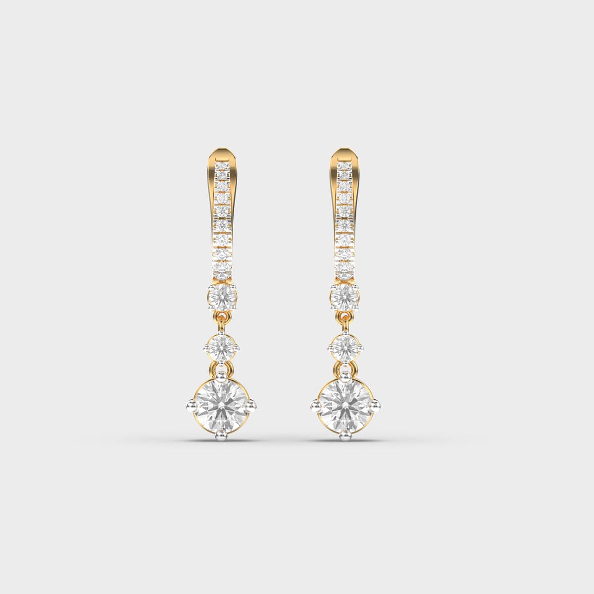 Graduated Round Huggie Line Diamond Drops