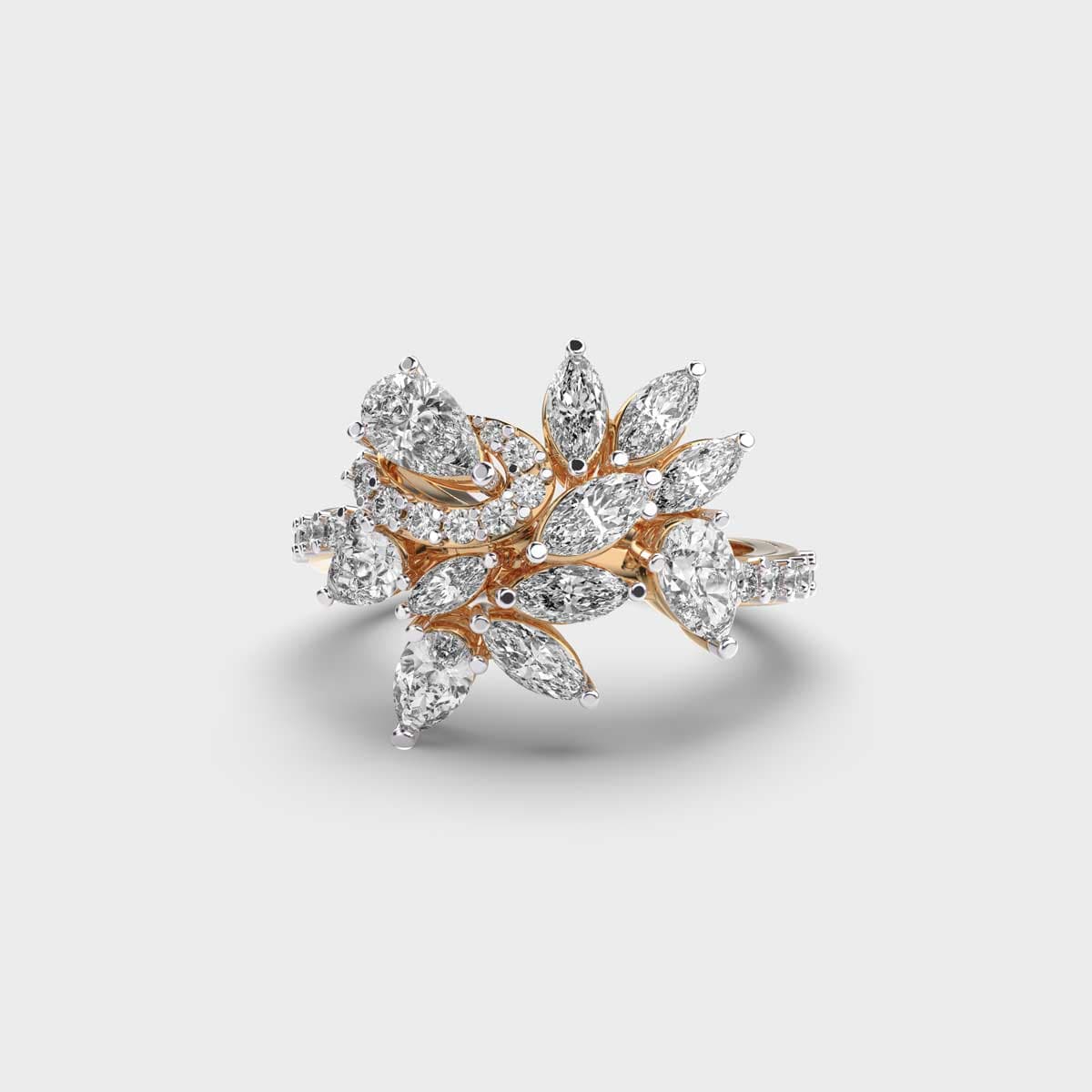 Scattered Petal Floral Cluster Diamond Ring