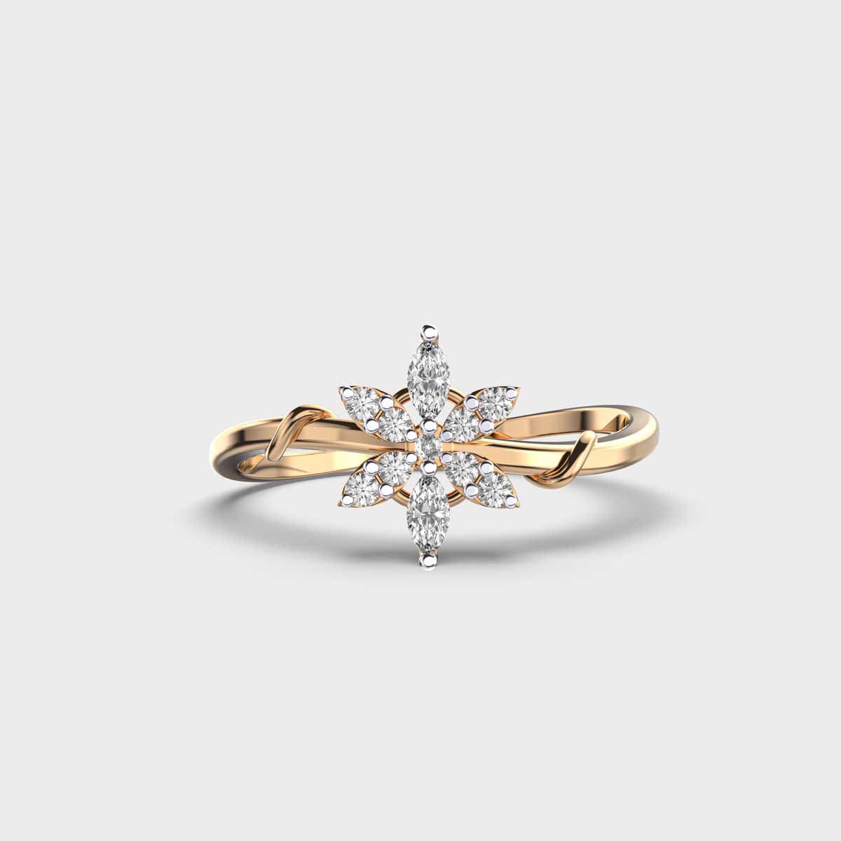 Twisted Vine Petal Cluster Diamond Ring