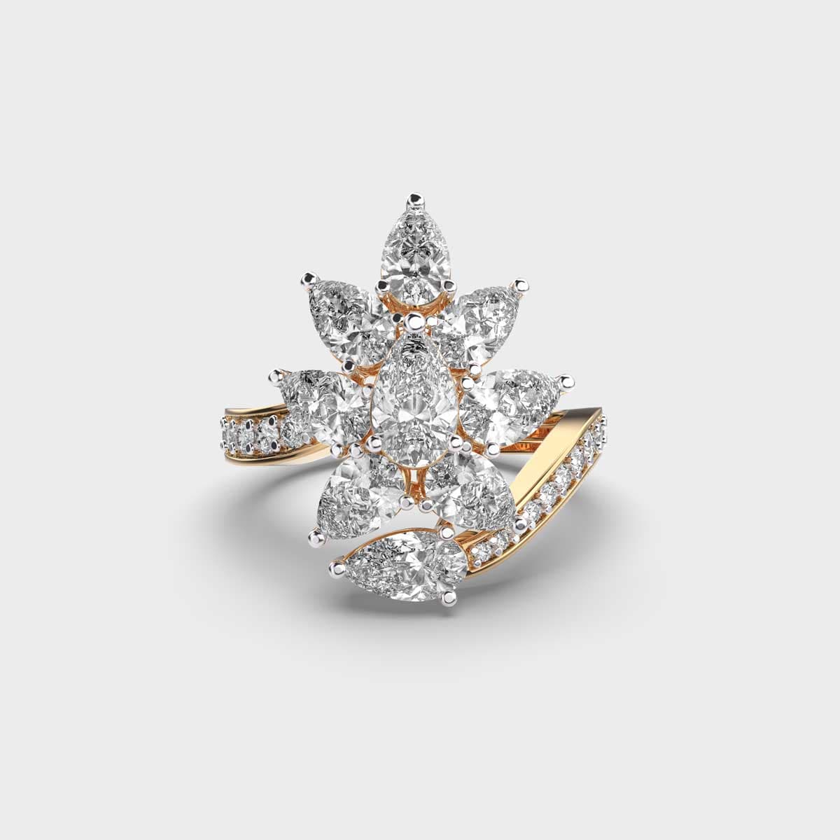 Pear Bloom Bypass Diamond Ring