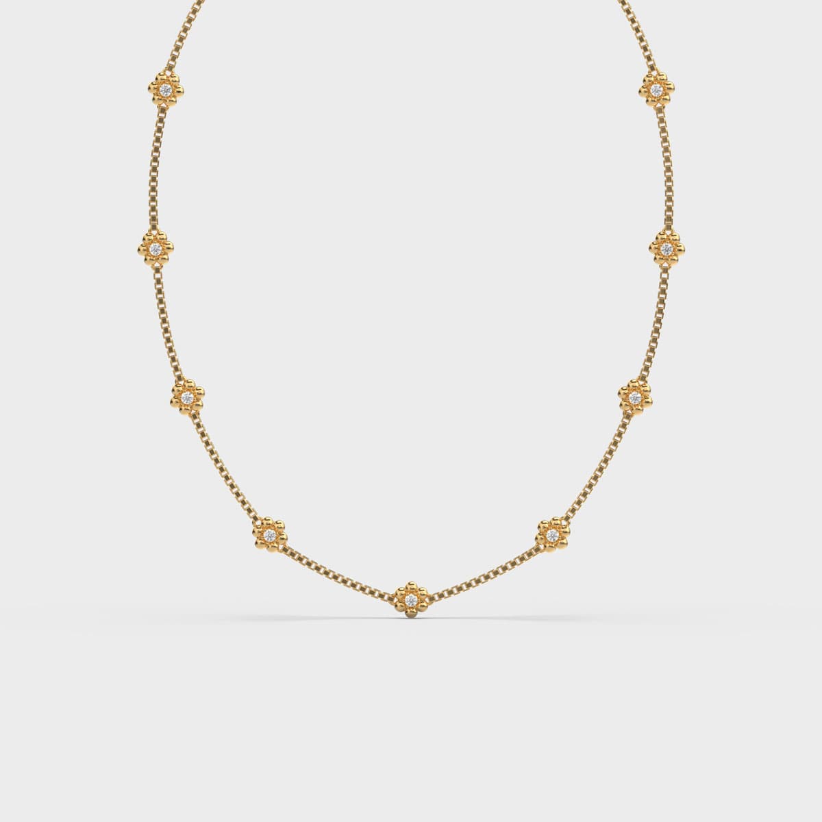 Scattered Floral Station Diamond Necklace