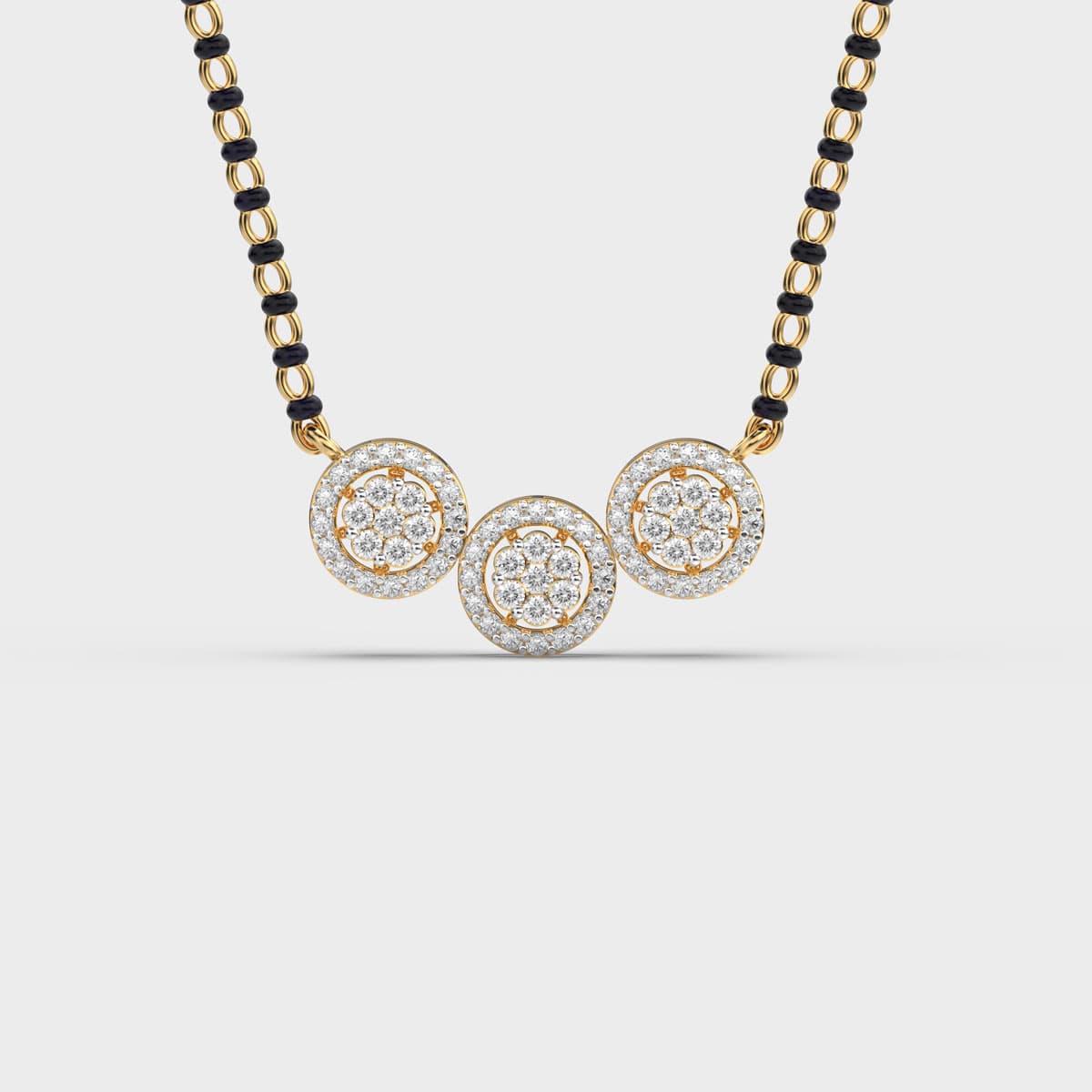 Triple Cluster Halo Diamond Mangalsutra