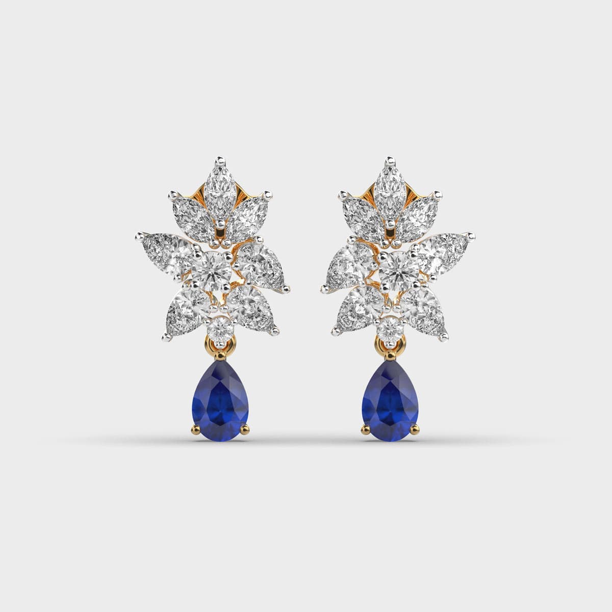Heavenly Blue Diamond Drop Earrings