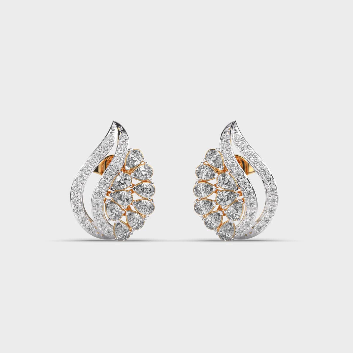 Peacock Motif Diamond Earstuds