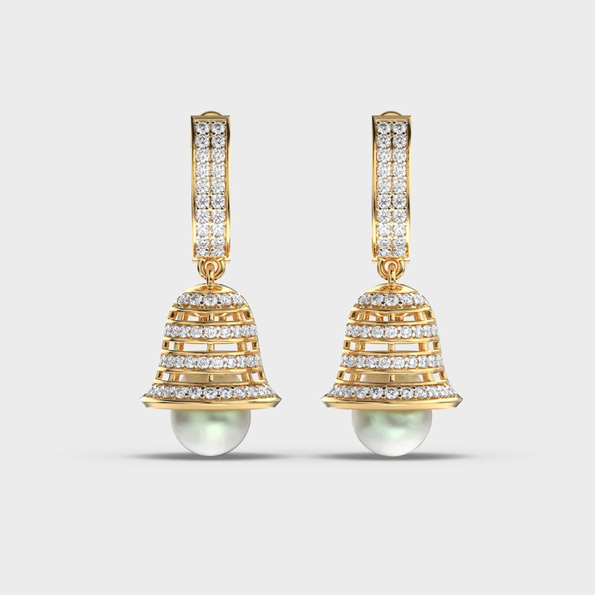 Bountiful Bell Diamond Pearl Jhumka Earrings