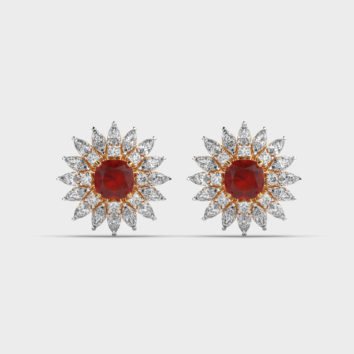 Ravishing Red Stone Diamond Earrings