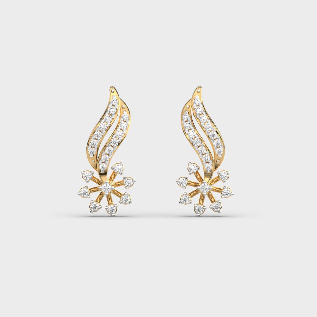 Flame Swirl Floral Burst Diamond Studs