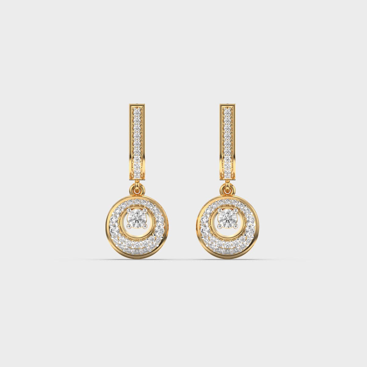 Curved Hoop Halo Circle Diamond Drops