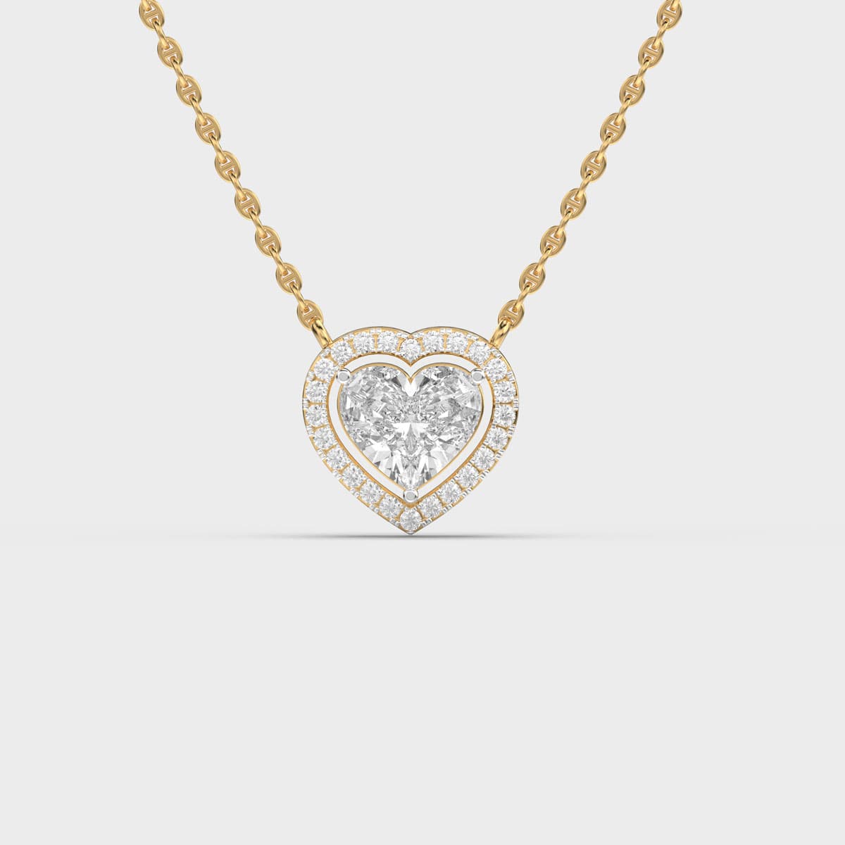 Classic Heart Halo Diamond Pendant (With Chain)